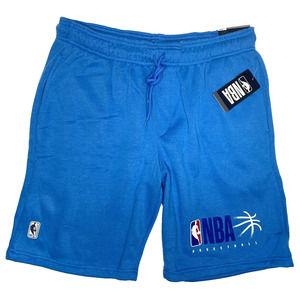 NBA Trainer Shorts NWT Men's Size Large Blue Logo Comfort Fit Drawstring Elastic
